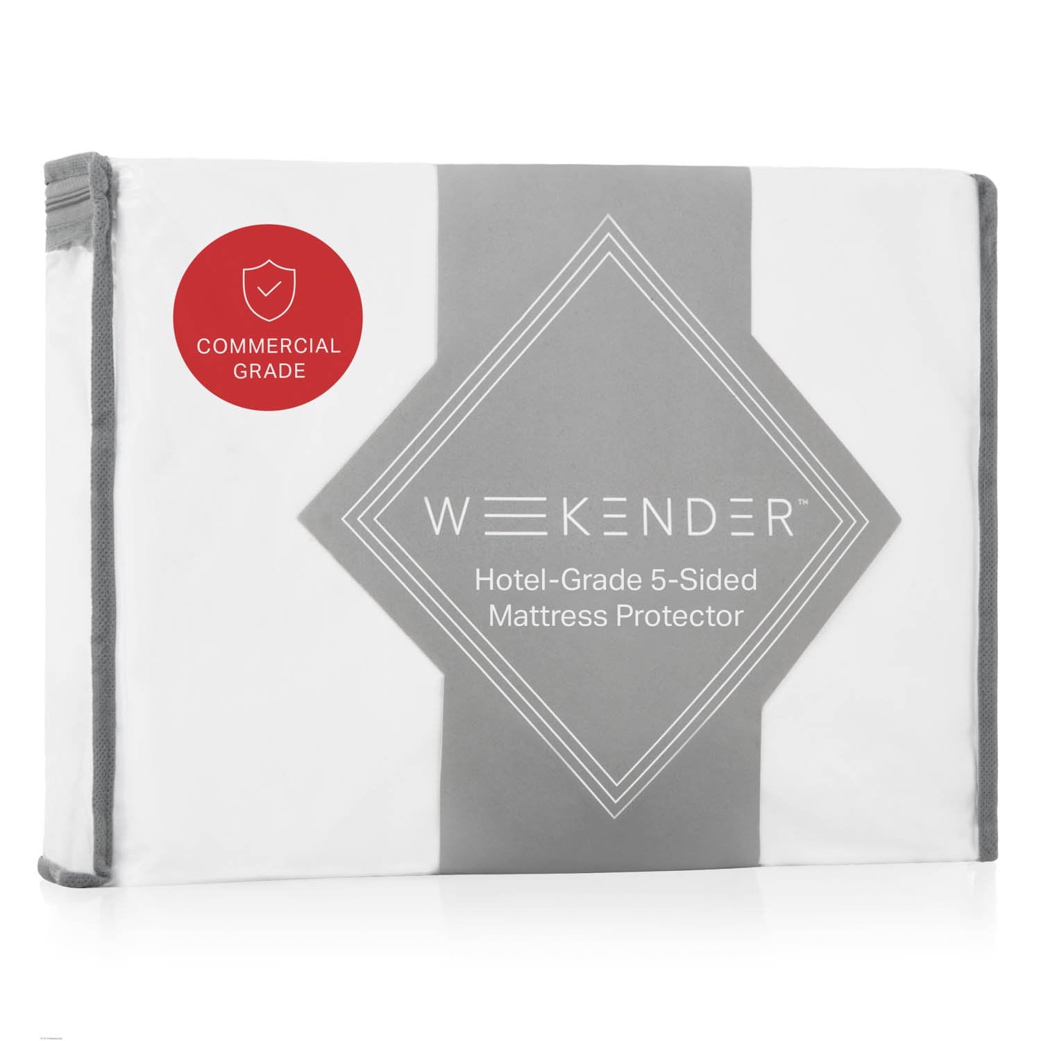 Weekender Premium Commercial-Grade 5-Sided Mattress Protector-Waterproof-High Heat Dryer Proof-Reinforced Seams, Queen, White